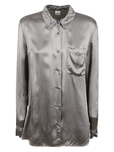 Shop Aspesi Patched Pocket Shiny Shirt In Cement