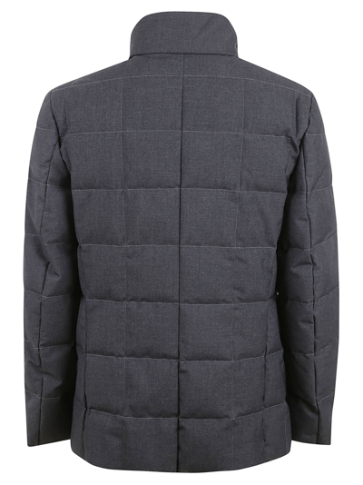 Shop Fay Square Quilt Buttoned Jacket In Grey