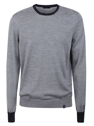 Shop Fay Padded Shoulder Rib Trim Sweater In Grey