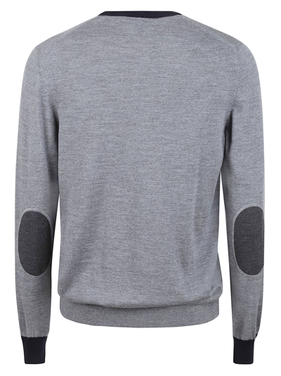 Shop Fay Padded Shoulder Rib Trim Sweater In Grey
