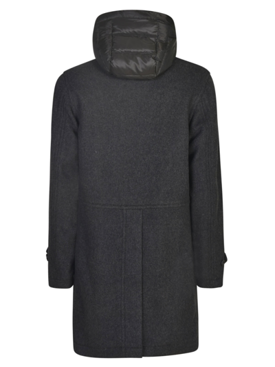 Woolrich Buttoned Cargo Parka In Charcoal