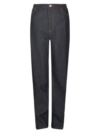 Shop Setchu Long-length Buttoned Jeans In Indigo