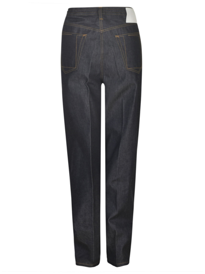 Shop Setchu Long-length Buttoned Jeans In Indigo