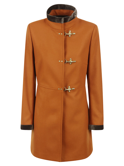 Shop Fay Virginia Velvet-trim Coat In Orange