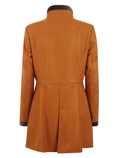 Shop Fay Virginia Velvet-trim Coat In Orange
