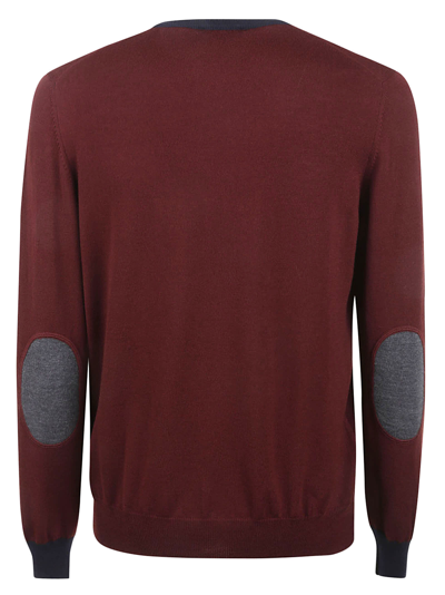 Shop Fay Padded Shoulder Rib Trim Sweater In Bordeaux