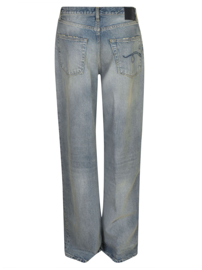 Shop R13 Straight Distressed Jeans In Blue