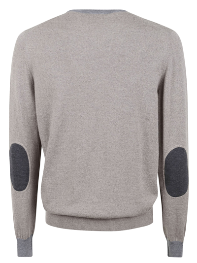 Shop Fay Padded Shoulder Rib Trim Sweater In Beige
