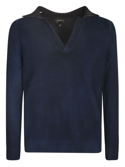 Shop Avant Toi V-neck Sweater In Blue