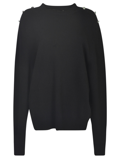 Shop Roberto Cavalli Shoulder-embellished Jumper In Black