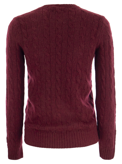 Shop Polo Ralph Lauren Wool And Cashmere Cable-knit Sweater In Bordeaux