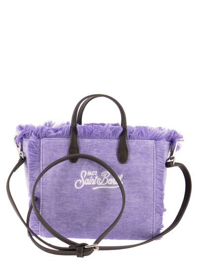 Shop Mc2 Saint Barth Mini Vanity Bag With Velvet Fringes In Lilac
