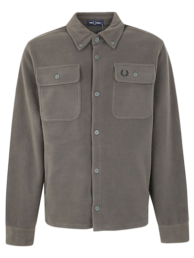 Shop Fred Perry Fp Fleece Overshirt In Field Green