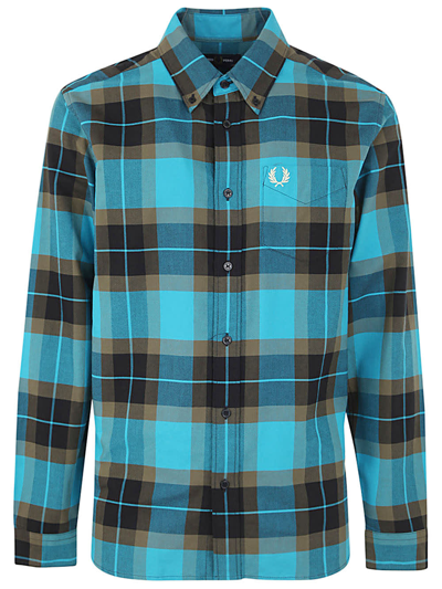 Shop Fred Perry Fp Tartan Shirt In Cyber Blue