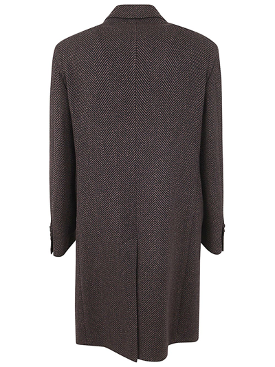 Shop Tagliatore Oversized Double Breasted Coat In Black Brown