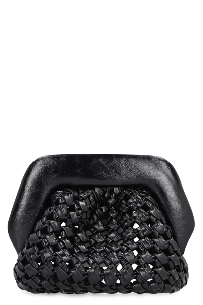 Shop Themoirè Gea Knots Faux Leather Clutch In Black