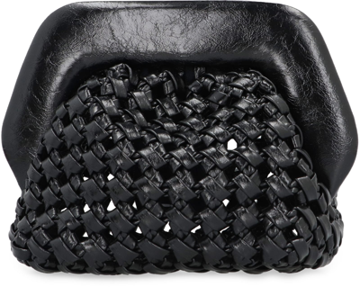 Shop Themoirè Gea Knots Faux Leather Clutch In Black