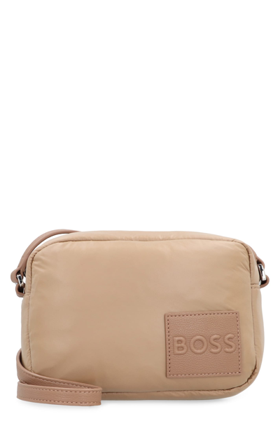 Shop Hugo Boss Deva Fabric Shoulder Bag In Camel