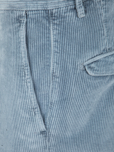 Shop Incotex Velvet Striped Trousers In Light Blue