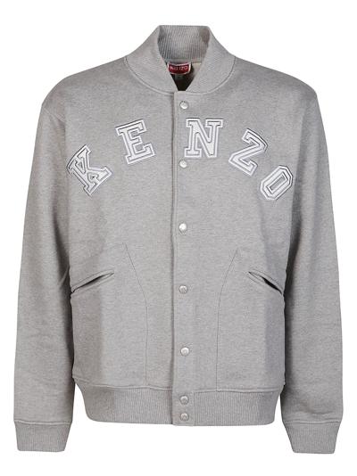 Shop Kenzo Academy Bomber Sweatshirt In Gris Perle