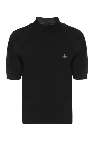 Shop Vivienne Westwood Bea Logo Knitted T-shirt In Black
