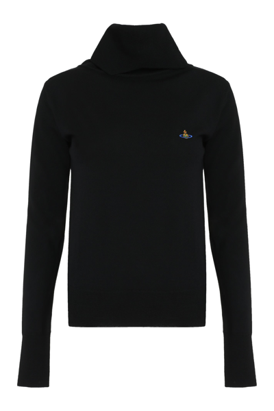 Shop Vivienne Westwood Giulia Virgin-wool Turtleneck Sweater In Black