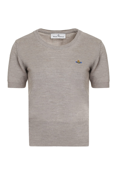 Shop Vivienne Westwood Bea Logo Knitted T-shirt In Turtledove