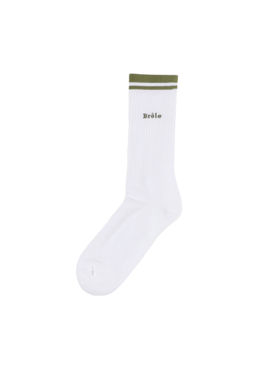 Shop Drôle De Monsieur Cotton Terry Socks In White, Green