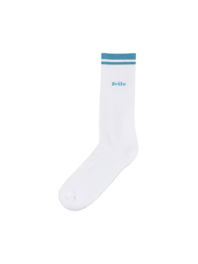 Shop Drôle De Monsieur Cotton Terry Socks In White, Blue