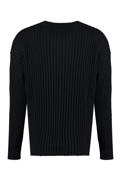 Shop Versace Crew-neck Wool Sweater In Black