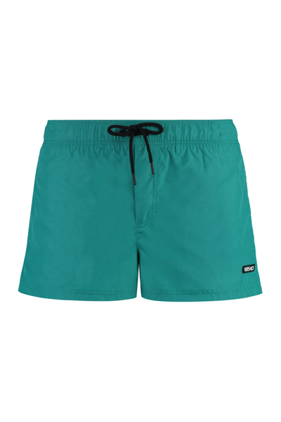 Shop Versace Nylon Swim Shorts In Green