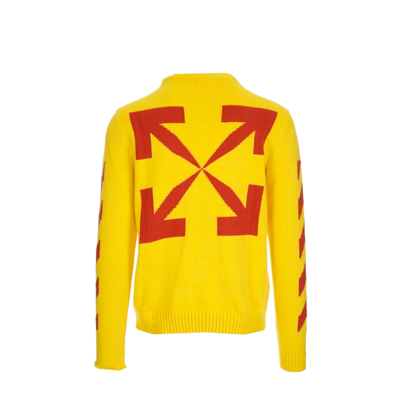 Shop Off-white Cotton Sweater In Yellow