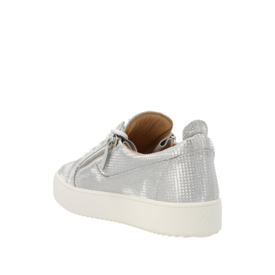 Giuseppe Zanotti May London Leather Sneakers In Silver