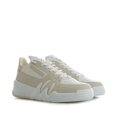 Shop Giuseppe Zanotti Leather Sneakers In Beige