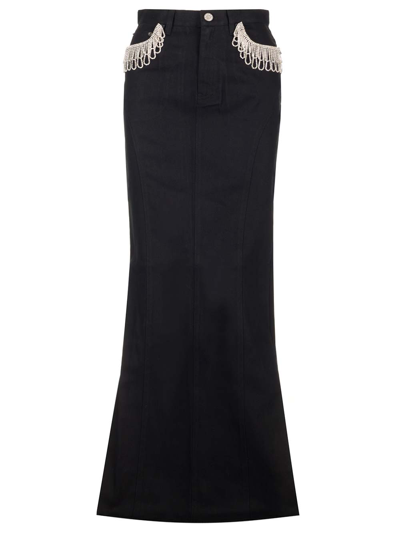 Shop Rotate Birger Christensen Black Twill Long Skirt