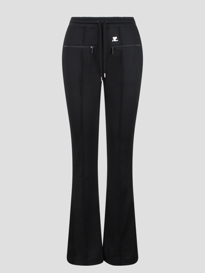 Shop Courrèges Jersey Flared Track Pant In Black