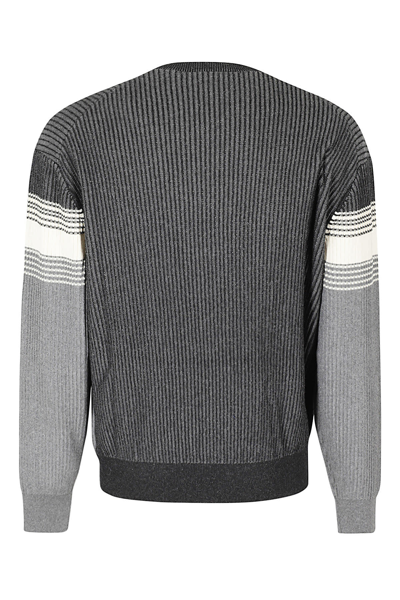 Shop Neil Barrett Rib Shading Mirrored Bolt Sweater In Blk Grey Ivo