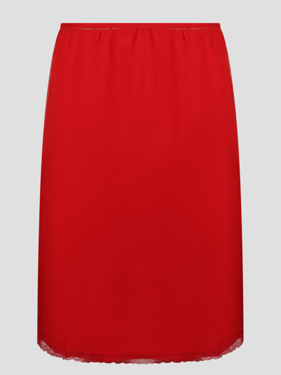 Shop Gucci Silk Chiffon Skirt In Red