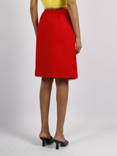 Shop Gucci Silk Chiffon Skirt In Red