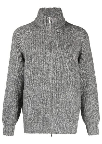 Brunello Cucinelli Raglan-sleeves Zip-up Cardigan In Grigio