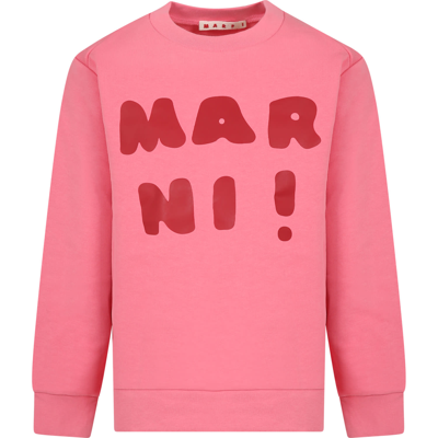 Shop Marni Pink Sweatshirt For Girl With Logo