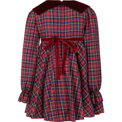 Shop La Stupenderia Elegant Red Dress For Girls With Checked Pattern