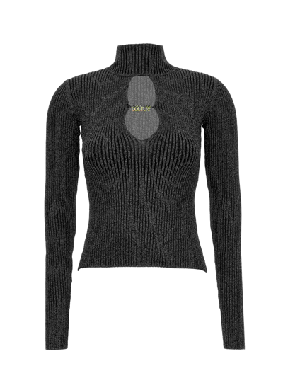 Shop Versace Jeans Couture Ribbed Sweater In 899+900