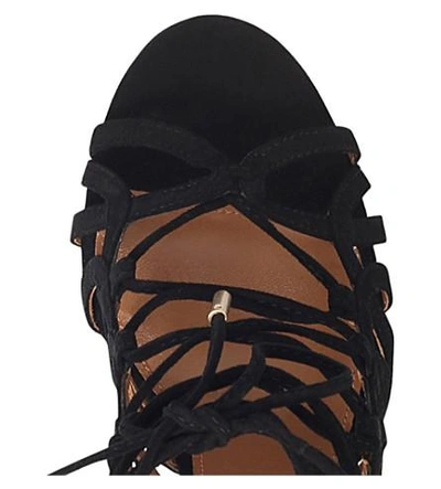 Shop Aquazzura Ooh Lala 105 Suede Heeled Sandals In Black