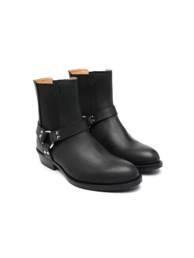 Gallucci Strap-detail Leather Boots In Black