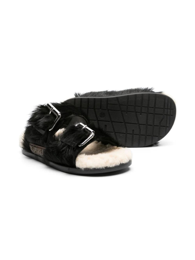 Shop Dsquared2 Faux Fur Sandals In Black