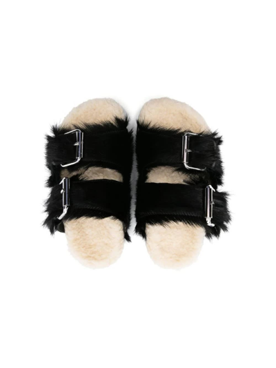 Shop Dsquared2 Faux Fur Sandals In Black