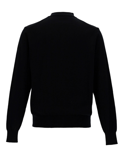 Shop Vivienne Westwood Black V Neck Cardigan With Orb Embroidery In Cotton And Cashmere Man