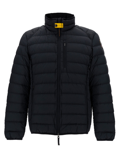 Shop Parajumpers Ugo Black Down Jacket With Logo Patch In Nylon Man