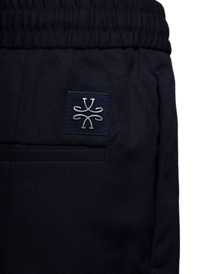 Shop Jacob Cohen Blue Pants With Drawstring And Logo Patch In Wool Man